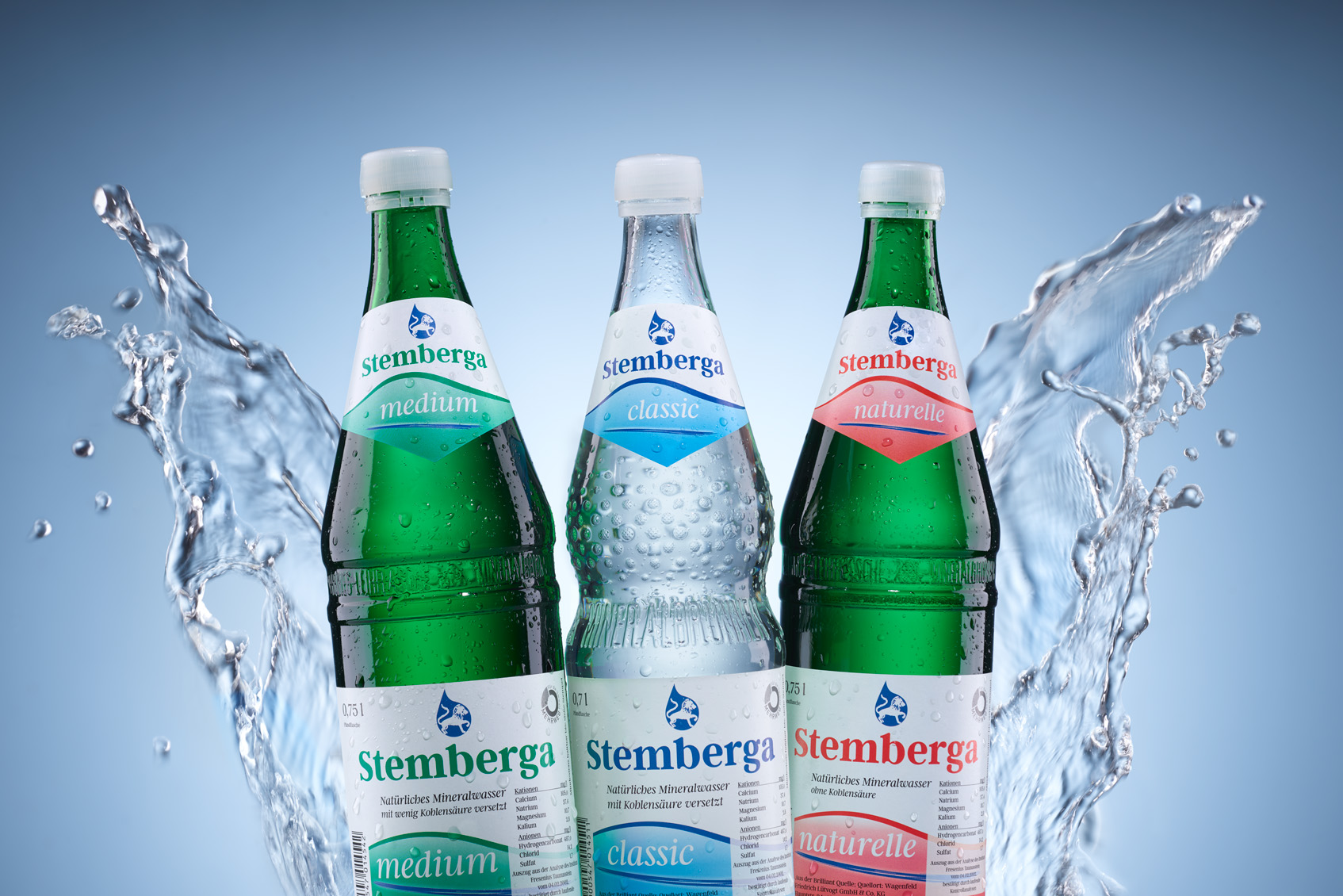 Advertising - Composings - Mineralwasser mit Splashs